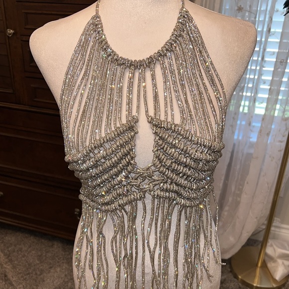 GIUSEPPE DI MORABITO Fringe Top in Silver - Picture 9 of 13